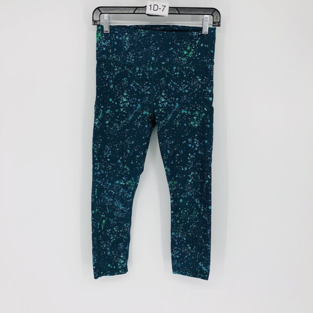 Athleta Women's Ultimate Stash Pocket Splat Capri Ocean Teal Pull On Leggings SM